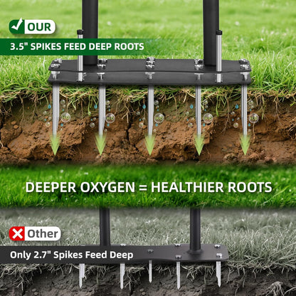 [Bolt-On Base] Lawn Aerator - Kick to Unclog Jammed Springs in 3 Secs! No Welding to Ever Break