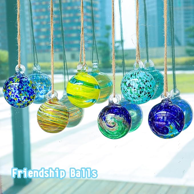 VCUTEKA Hanging Garden Gazing Ball, Hand-Blown Glass Witch Ball for Outdoor Garden Décor, 6pcs 3"