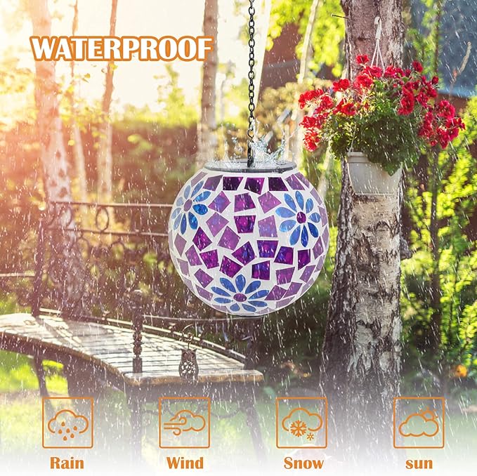 Solar Hanging Lantern Solar Outdoor Lanterns Mosaic Gazing Ball Outdoor Hanging Lights Outdoor