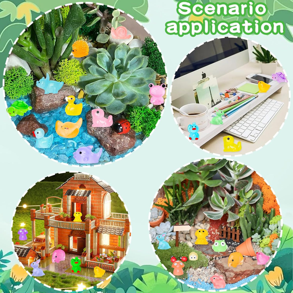 120pcs Luminous Mini Resin Animals 20 Types to Hide Miniature Resin Animals Figures Glow in the
