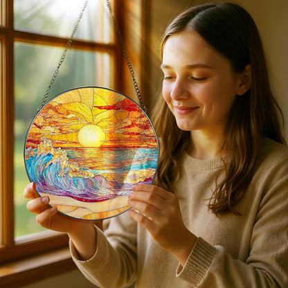 8-Inch Stained Glass Ornament, Stained Glass Window Hanging, Window Hanging Decor Suncatcher
