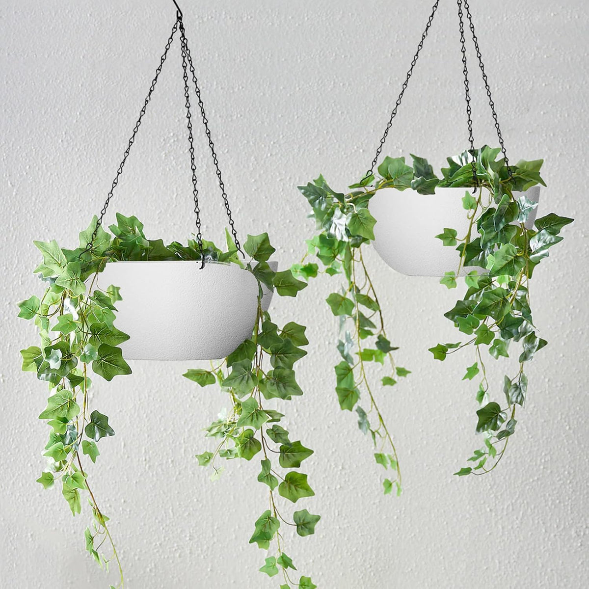 WOUSIWER 13 inch 2Pack Large Hanging Planters for Outdoor Indoor Plants with Drainage Holes and
