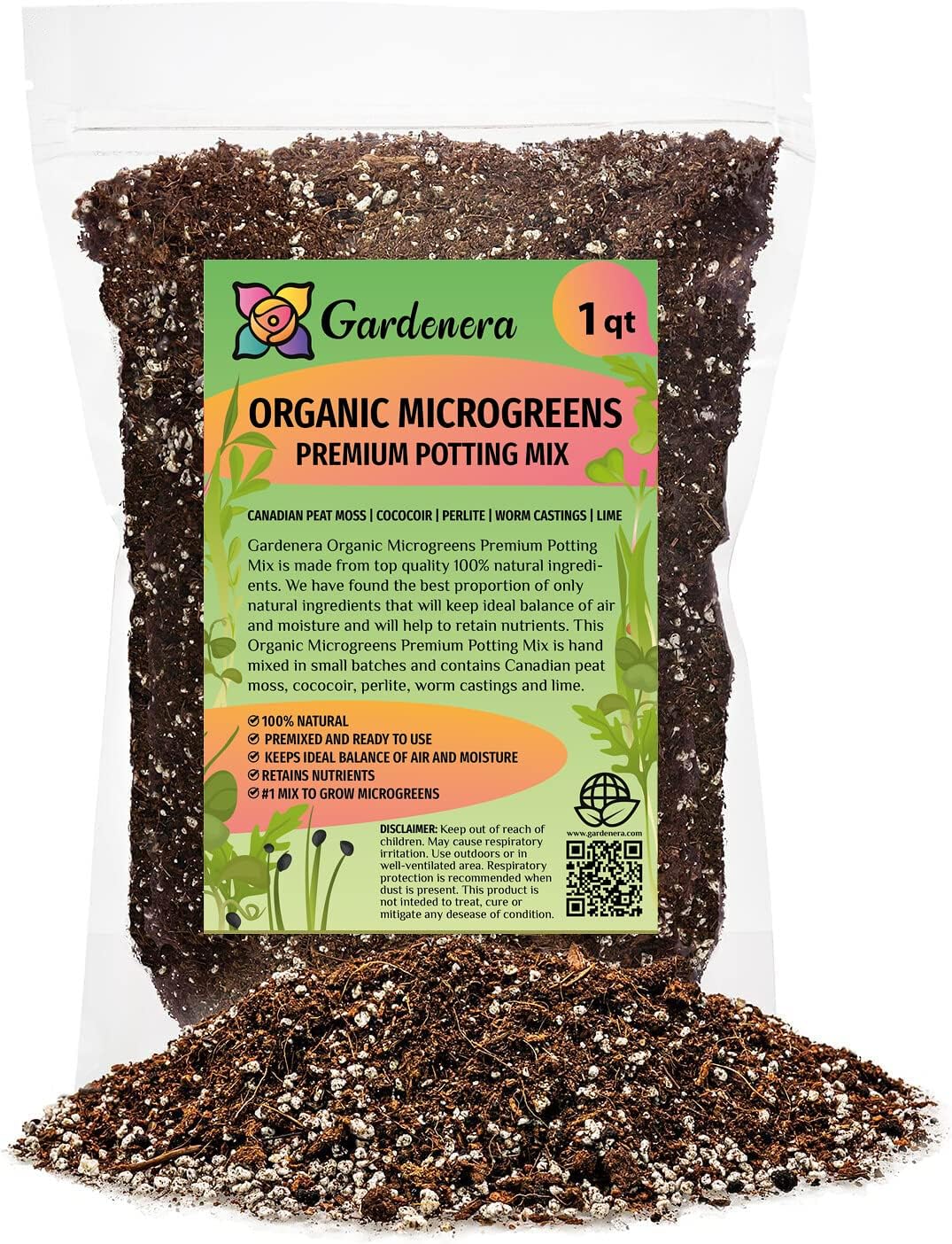 Gardenera Organic Microgreens Premium Potting Mix: Natural Ingredients for Healthy Growth and