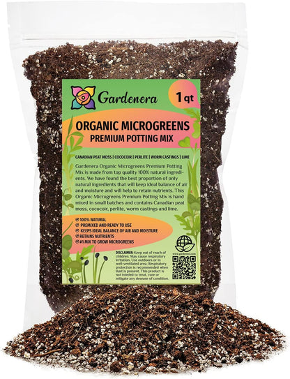 Gardenera Organic Microgreens Premium Potting Mix: Natural Ingredients for Healthy Growth and