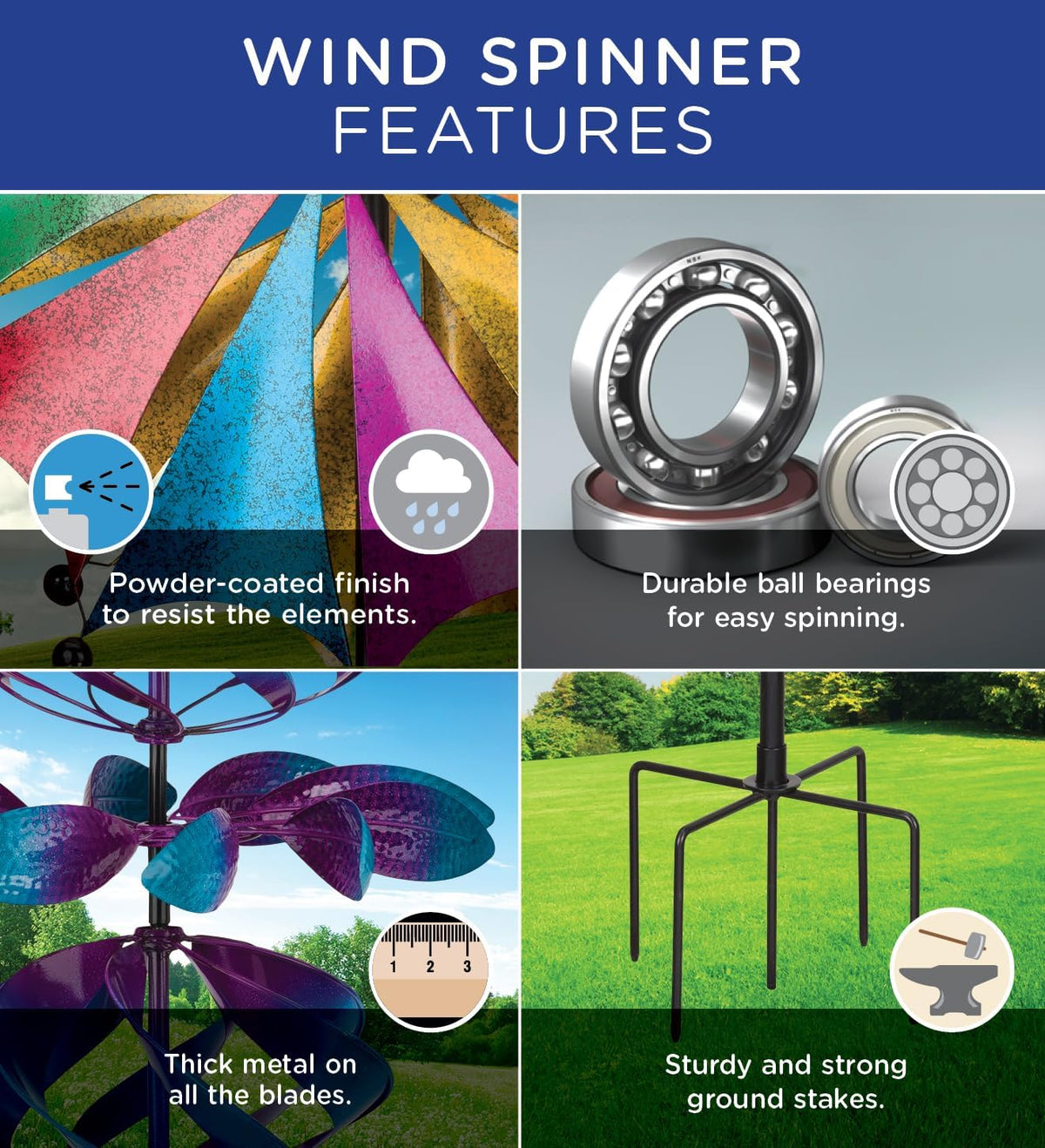 Regal Art & Gift Gyroscope Wind Spinner – Metal Yard Decorations Outdoor | Kinetic Garden Spinner