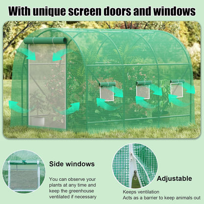 10x7x7 ft Greenhouse, Outdoor Walk-in GreenHouses with Screen Windows and Dual Zippered Door
