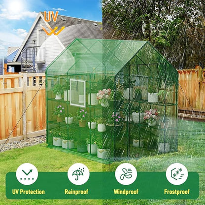 SPECILITE 56×85×77Inch Walk-in Greenhouse, Heavy Duty Small Plant House with Thicken PE Cover and