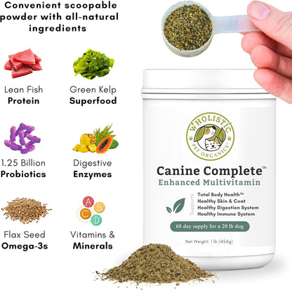 Wholistic Pet Organics Canine Complete - Dog Multivitamin Powder - 1 Lb - Daily Dog Vitamins and