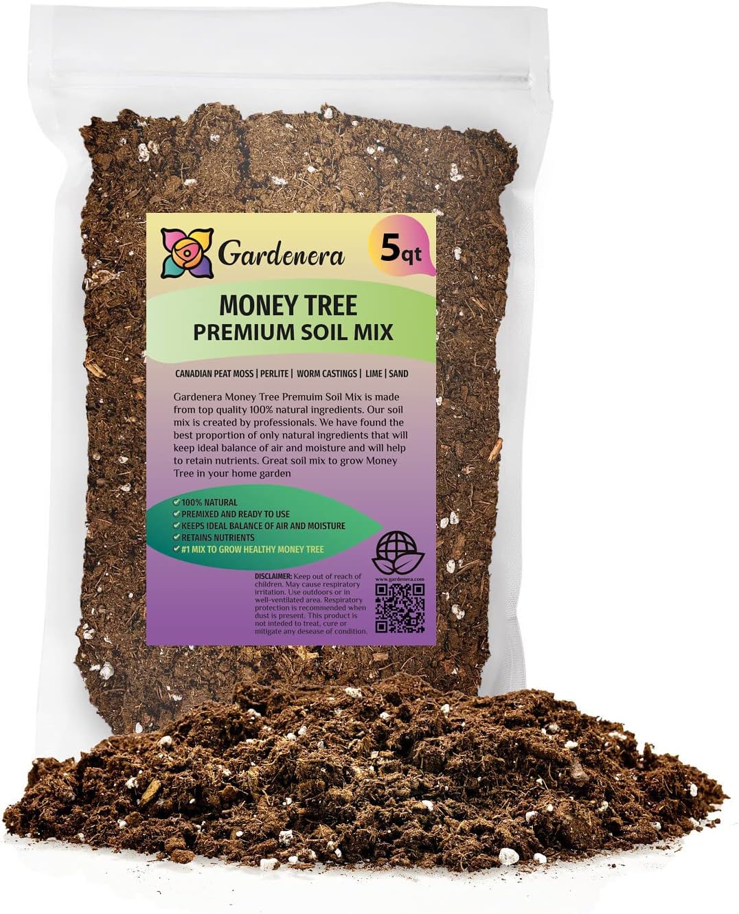GARDENERA Money Tree Potting Soil Mix for Planting or Repotting Guiana Chestnut, Soil Blended to