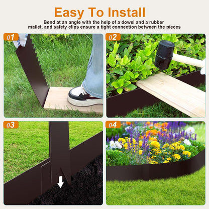 8 Inch Metal Landscape Edging, 6 Pack Heavy Duty Galvanized Steel Garden Edging, Hammer-in Metal