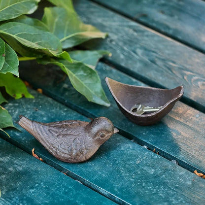 Cast Iron Bird Key Hider, Bird Statue and Keys Hiders Outside, Decorative Outdoor Hidden Keys