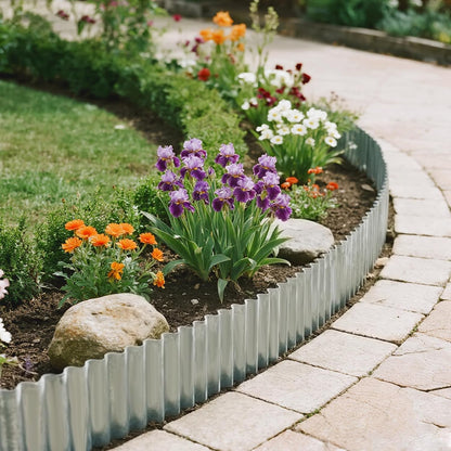 Corrugated Metal Garden Edging 6" x 50Ft, Sturdy Lawn Edging Border, Landscape Edging Border for