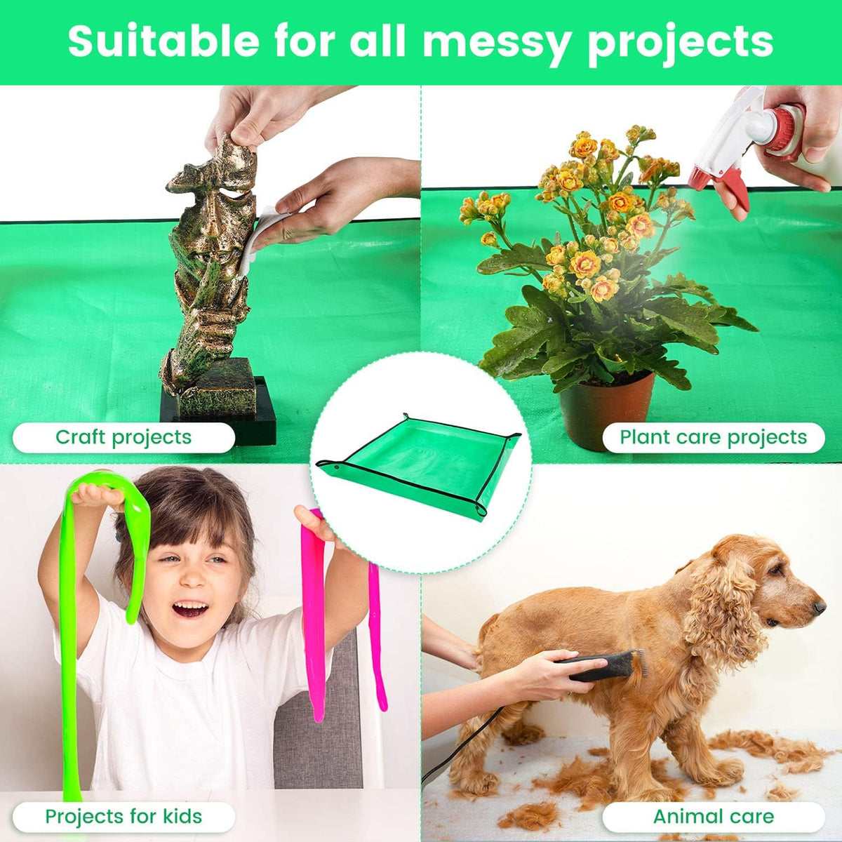 2 Pcs 26.8" x 26.8" Potting Mat for Indoor Plants Transplanting Control Mess Square Repotting Mat