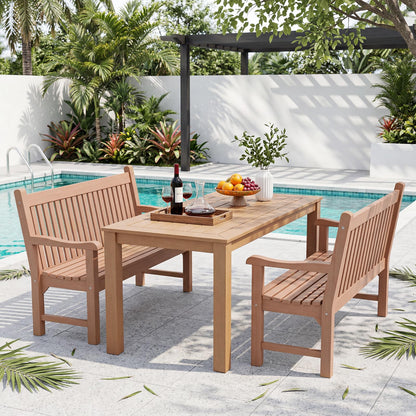 Psilvam 2-Person Outdoor Bench with 700 Lbs Weight Capacity, Teak