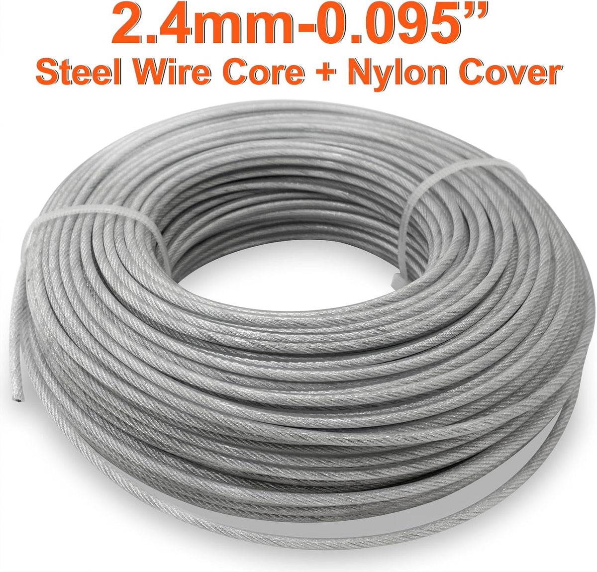 Grass Trimmer Line Nylon Steel 0.095'' 164ft/50m Round String Trimmer Spool Replacement, Steel