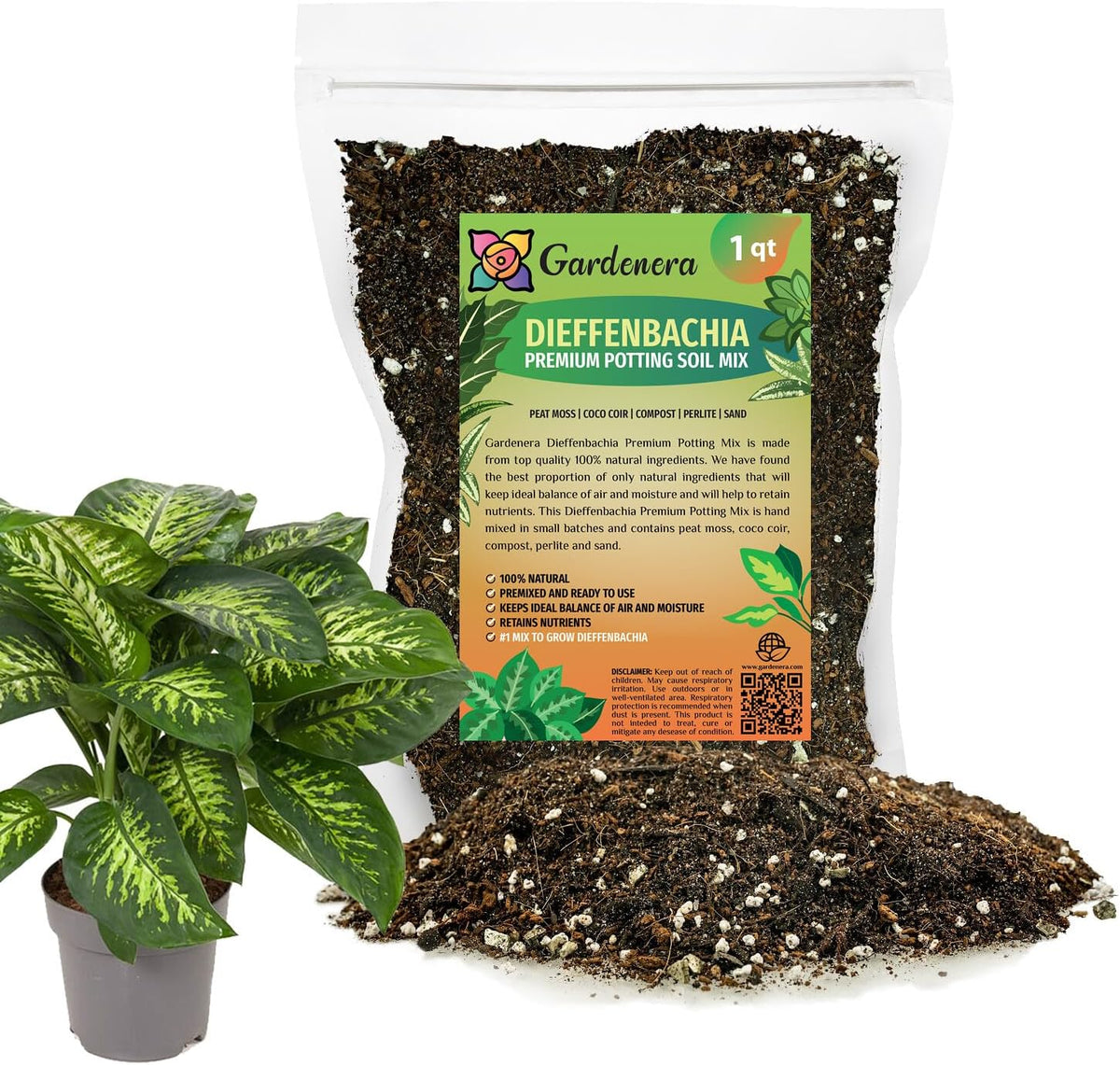 Gardenera Premium Dumb Cane Potting Soil Mix - Ideal Blend for Growing Robust and Healthy Dumb Cane