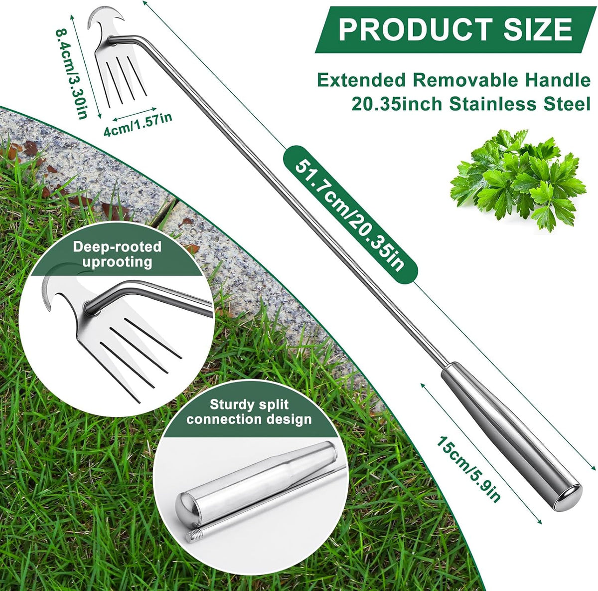 Weed Removal Tool, 2025 New Garden Weeding Tools Manganese Steel Hand Weeder Tool with Handle, 4