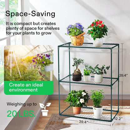 VIVOSUN Mini Lean-to Greenhouse, 6.6’ x 3.3’ x 6.9’ Portable Wall House with White PE Cover and