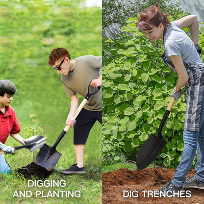 41 Inch Round Point Shovel for Digging,Heavy Duty Garden Shovel with D-Handle,Wooden Handle,Ideal