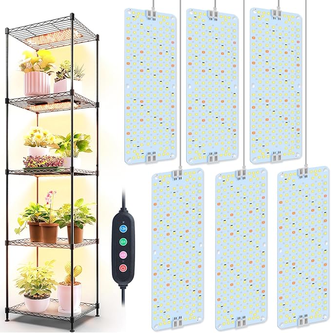 6Pack Panel Grow Lights for Indoor Plants, Seed Starting, Vegetables, Pot Plants, Bonsai with