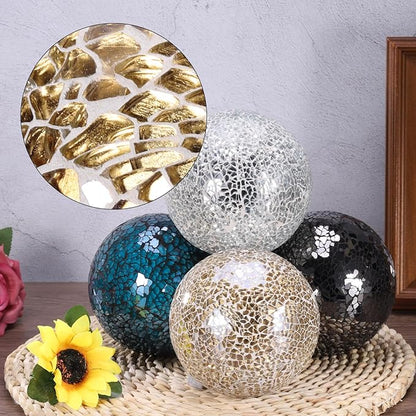uxcell 4" Decorative Balls, 3 Pcs Mosaic Glass Balls, Decorative Table Sphere Orbs, Centerpiece