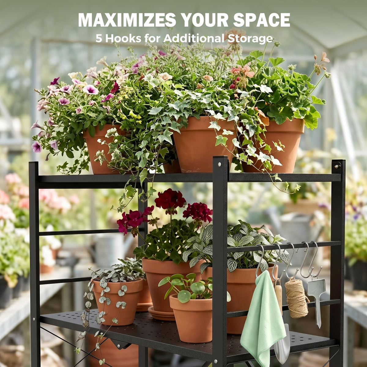 EAGLE PEAK 4-Tier Foldable Greenhouse Shelf, Heavy Duty Metal Storage Rack, No Assembly Steel