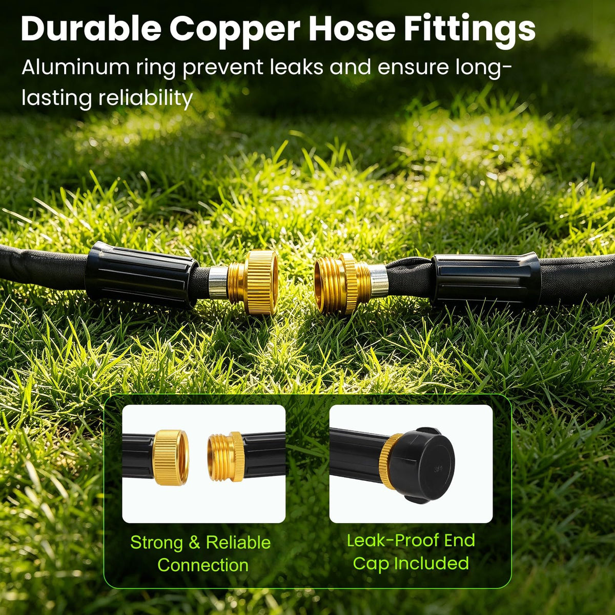 Bluepro Flat Soaker Hose, 100 ft Drip Irrigation Hose with Brass Splitter