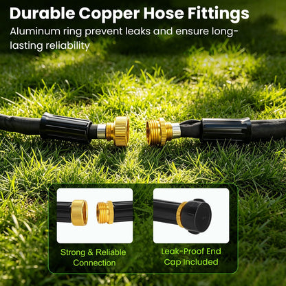 Bluepro Flat Soaker Hose, 100 ft Drip Irrigation Hose with Brass Splitter