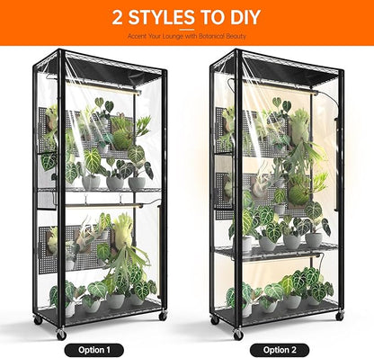Bstrip Indoor Greenhouse Cabinet with Pegboard, Indoor Greenhouse with 4 Pack 96W Full Spectrum