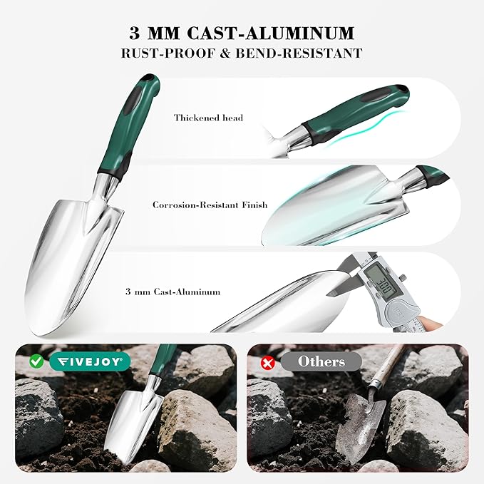 Garden Tool Set, Gardening Gifts for Women, Men, Mom, Dad, 11-Piece Heavy-Duty Aluminum Hand Tools