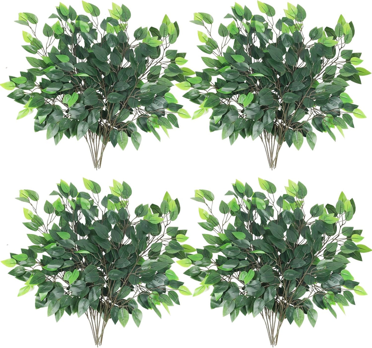 GTIDEA 24PCS Artificial Ficus Leaves Branches Faux Ficus Tree Branches Artificial Greenery Silk