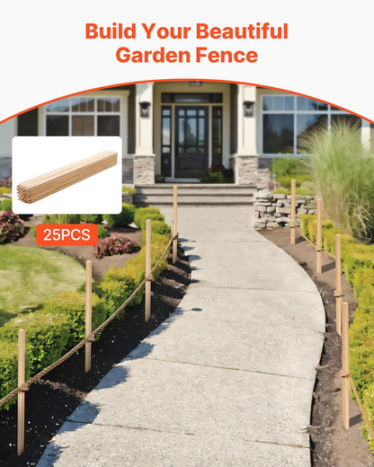 VEVOR Wooden Garden Stakes, 25 Pcs 36x0.75x0.75 in Survey Grading Stakes, Garden Ground Stake with