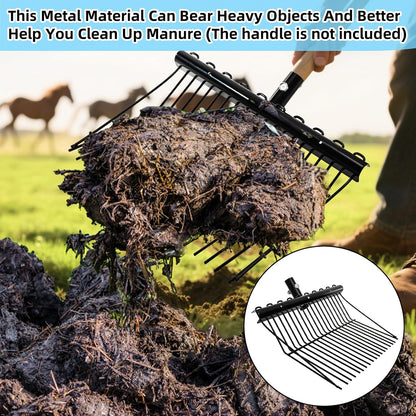Pitch Manure Fork Head, Metal Pitch Fork for Garden, Durable Digging Fork Rake Head Replacement