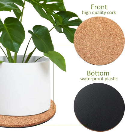 8 Pieces 4 Sizes Cork Plant Saucersplant Mats Round Coasters Pad for Plants House Garden Indoors
