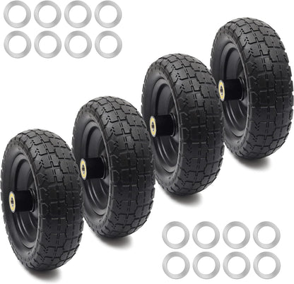AR-PRO (4-Pack) Replacement Wheels 10 inch Flat Free Tire - Solid Flat-Free Tire and Wheel - 3"