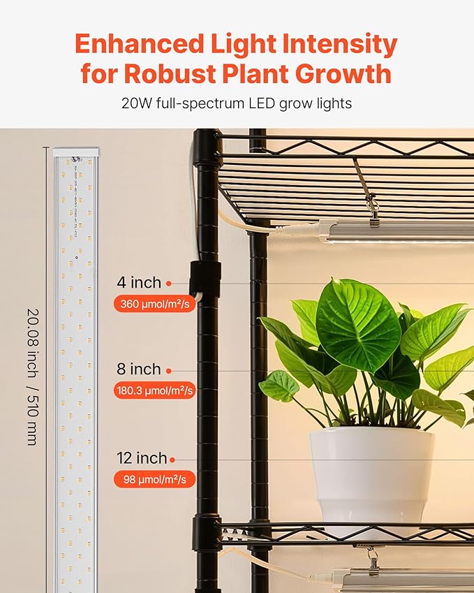 VEVOR Plant Shelf with Grow Light, 6-Tier Double-Row Plant Stand, 71in Tall Indoor Plants Display