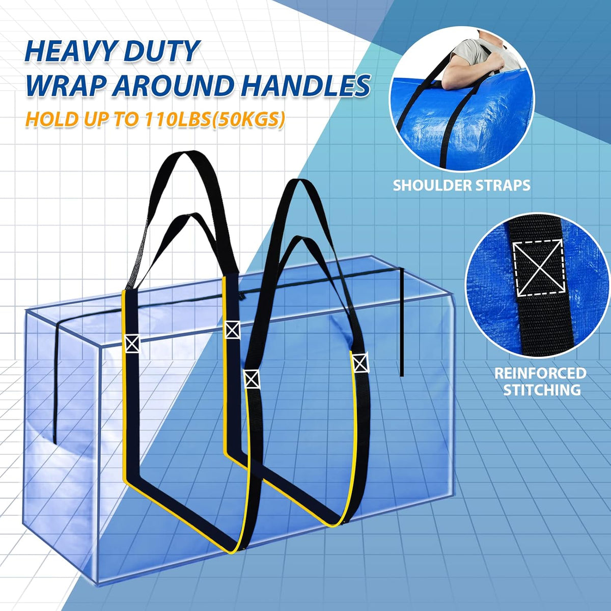 Extra Large Storage Bags, 98 Gallon XXL Jumbo Large Moving Bags Heavy Duty, Storage Totes Boxes