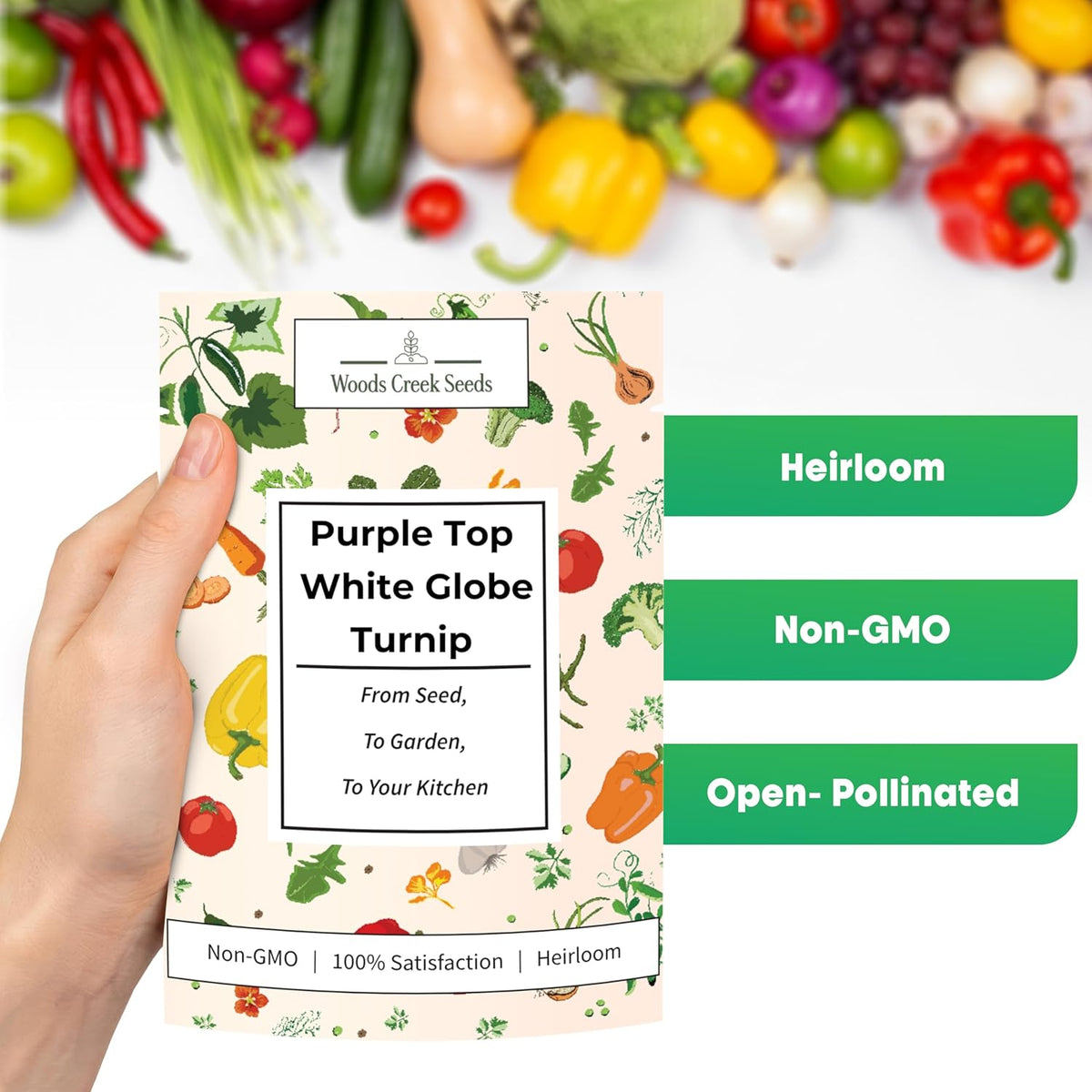 Woods Creek Seeds: Purple Top White Globe Turnip Seeds for Planting - Heirloom Root Vegetable