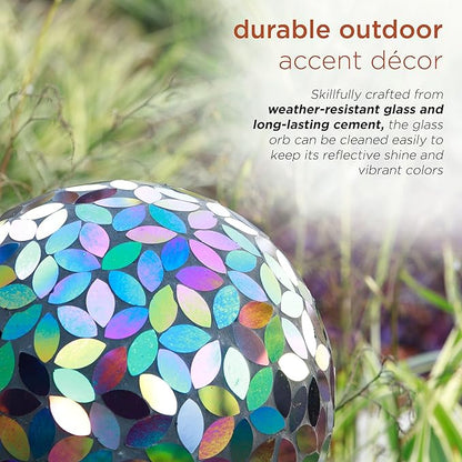 Alpine Corporation 10" Diameter Indoor/Outdoor Glass Mosaic Gazing Globe Yard Decoration, Purple
