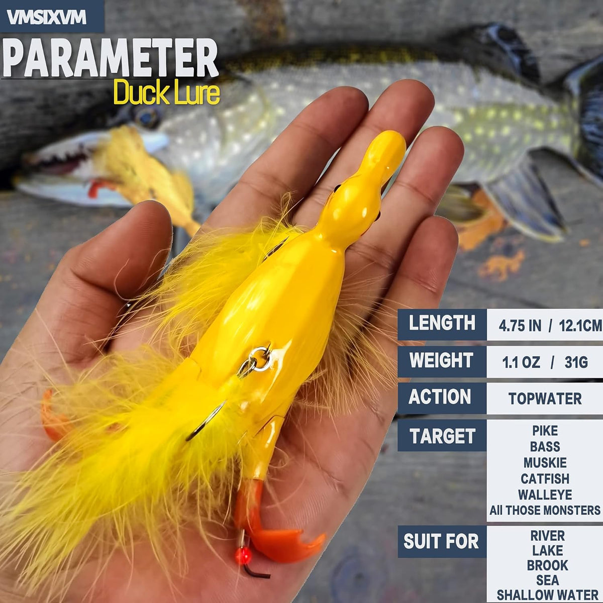 Duck Lures for Bass Fishing, Realistic Topwater Baby Duckling Baits Floating Artificial Hard