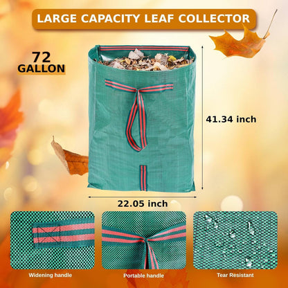 72 Gallon Leaf Collector,3-Pack Yard Waste Bags,Large Dustpan-Type Lawn and Leaf Bags, Leaf Bags