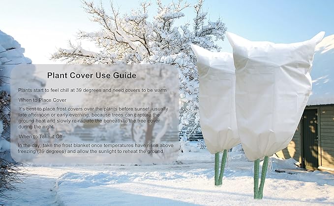 Gardzen 5-Pack Plant Covers Freeze Protection, Drawstring Tree Cover with Zipper, Winter Freeze