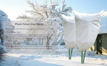 Gardzen 5-Pack Plant Covers Freeze Protection, Drawstring Tree Cover with Zipper, Winter Freeze
