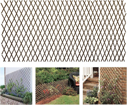 Expandable Garden Trellis Plant Support Willow Lattice Fence Panel for Climbing Plants Vine Ivy