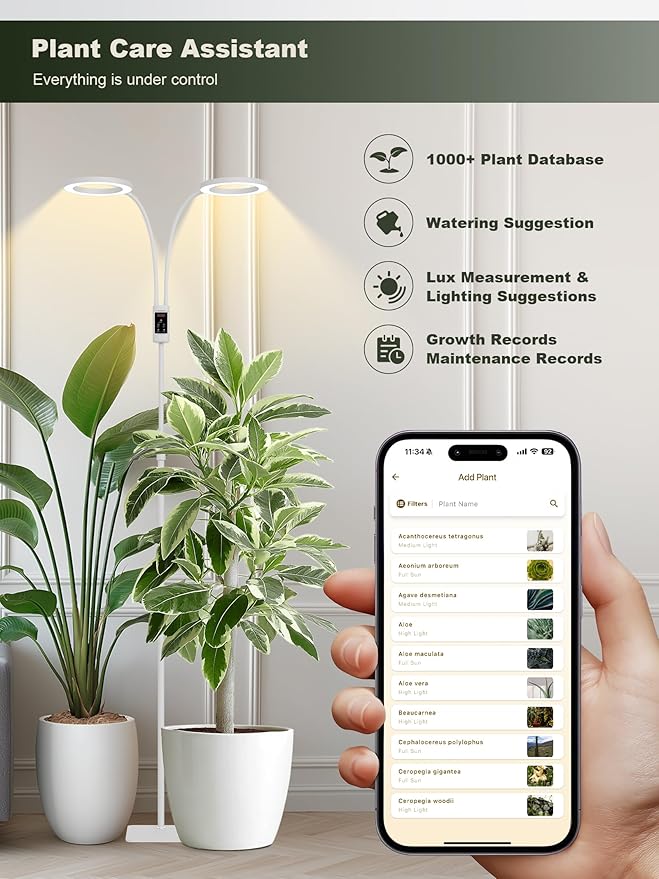 GLOWRIUM Smart Grow Lights for Indoor Plants, 48W Full Spectrum Plant Lights, Bluetooth App &