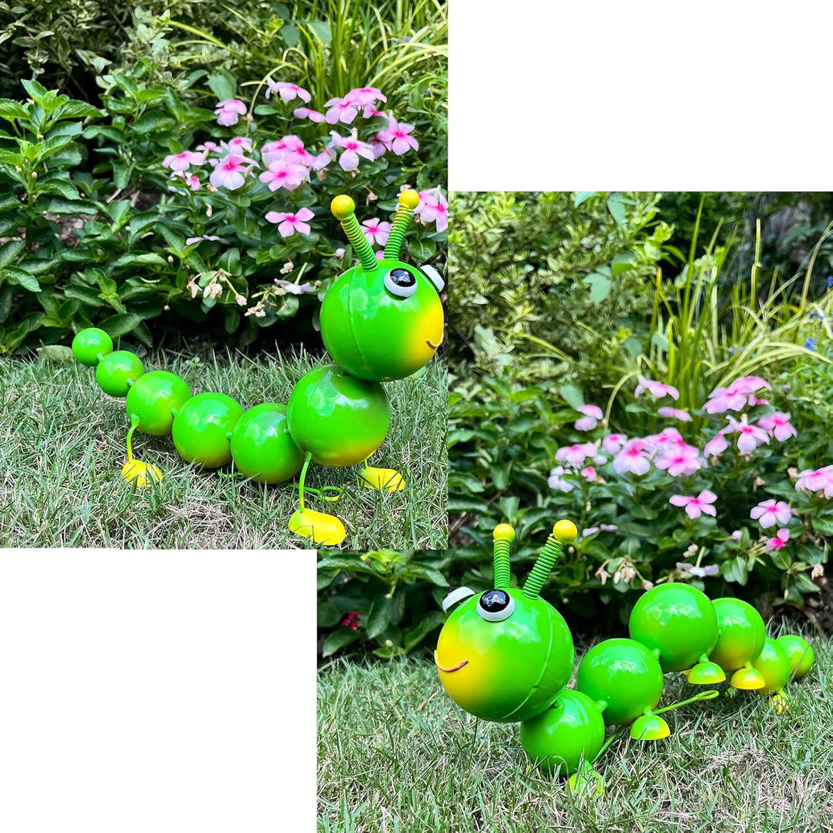 Metal Caterpillar Statue Yard Art Garden Decor for Outside Patio Lawn Ornaments Fence Decorations