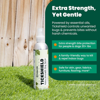 Cedarcide Extra- Strength Tickshield | Deep Woods Cedar Oil Tick & Mosquito Repellent Spray Kills &