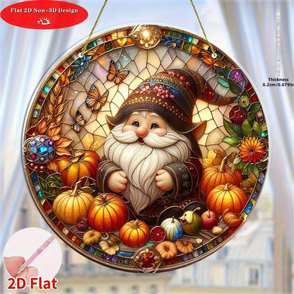 7.87Inch Fall Sun Catcher Acrylic Garden Cute Pumpkin Dwarf Suncatcher Decor Window Hanging for