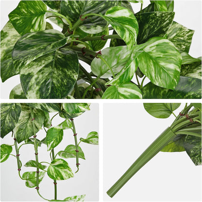 Hollyone Artificial Pothos Hanging Plants 25" Fake Ivy Vine Faux Ivy Pothos Leaves Hanging Plant