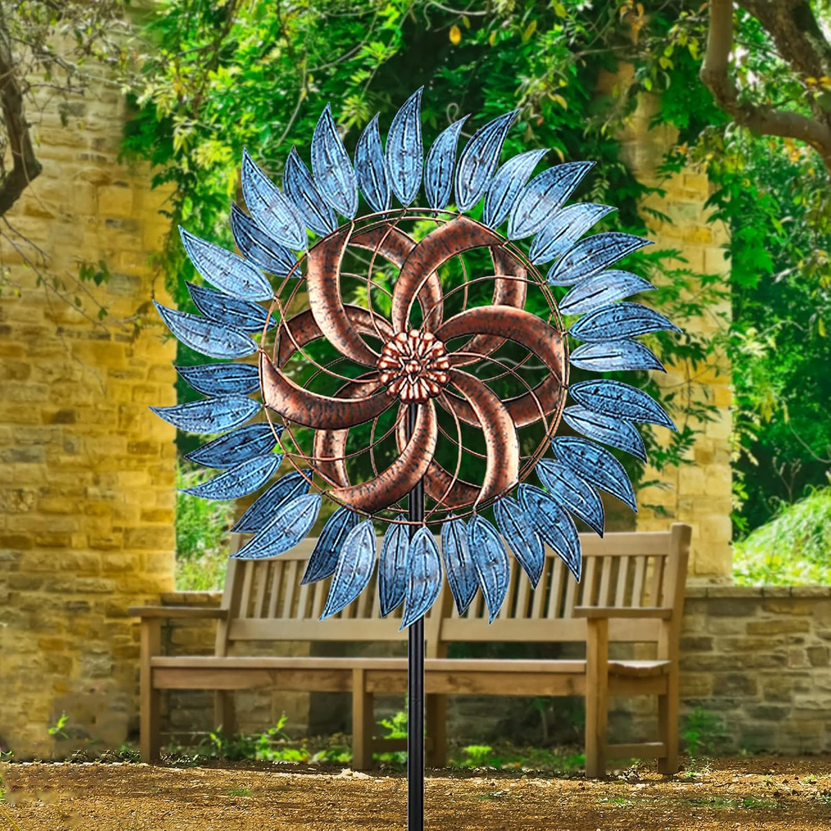 MUMTOP Wind Spinners Outdoor Metal 6.5 FT Large Two-Way Wind Sculptures for Patio Yard and Garden